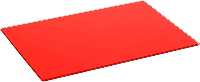 1x Red 40cm x 30cm Glass Chopping Board - Small Kitchen Worktop Saver Counter Top Protector Mat - by Harbour Housewares