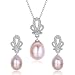 Stunning Flawless Pearl Stud Earrings & Silver Chain Pendant Set| Impeccable Quality Natural, Flawless Freshwater Pearl & 925 Sterling Silver| The Most Unique Fashion Jewelry Set (2 | Pink Pearls)