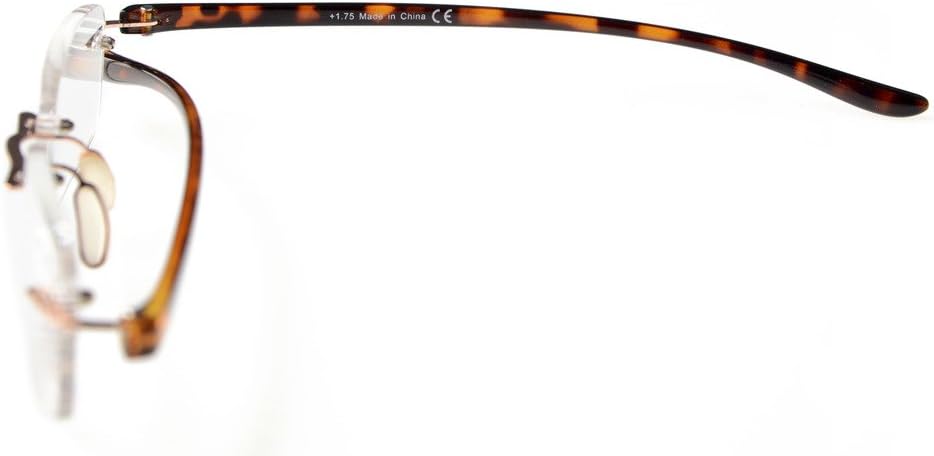 Eyekepper Small Lenes Rimless Reading Glasses Women - Frameless Reader Eyeglasses for Men Reading with Tortoise Arms +0.75 - Image 4