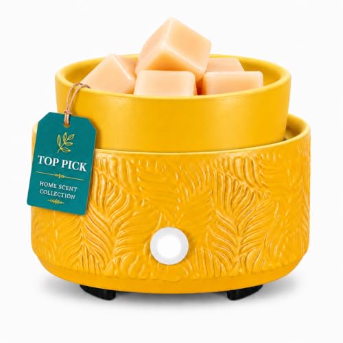 nawaza Ceramic Wax Melt Warmer, Fragrance Wax Warmer 4-in-1 Electric Candle Wax Melter and Wax Cubes for Home Office Bedroom Aromatherapy Essential Oil Burner is Birthday Gifts for Women（Yellow）