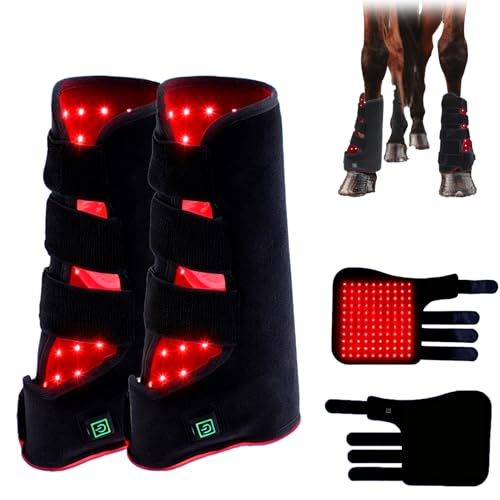 HUGUQING Portable Horse Red Light Therapy Belt - Red 660nm & Infrared 850nm for Horse Muscle Recovery, Horse Leg Pain, Advanced Horse Joint Therapy Belt, Pet Horse Leg Therapy Device Left + Right