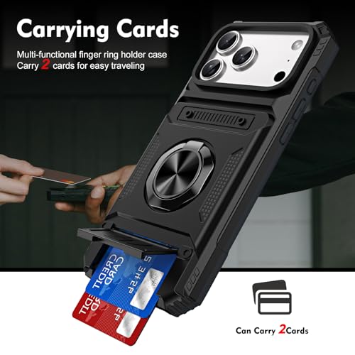 Coque iPhone 2025 Pro Max avec porte-cartes caché et béquille rotative 360 - 6