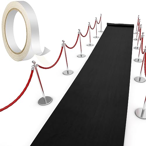 Shappy Black Carpet Runner Rug for Party 55gsm Black Runner for Prom Events Thickness with Carpet Tape Hallway Rug for Graduate Wedding Party Dance Floor Outdoor Accessories(2.6 x 60 Feet)