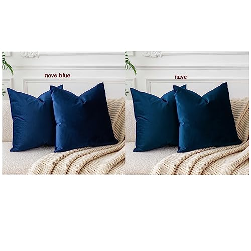 Image of JUSPURBET 24x24 Decorative Velvet Throw Pillow Covers Cases Set of 2,Navy | Cozy Soft Cushion Covers with Invisible Zipper for Couch Sofa Bed Living Room Bedroom Home Decor