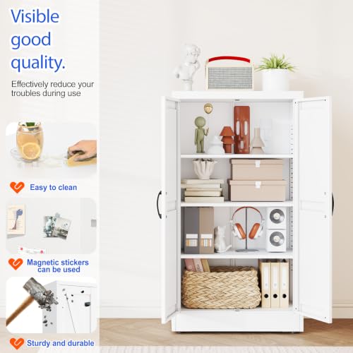 Image of GAIOUS 43.3'' Tall Kitchen Pantry Cabinet, White Metal Storage Cabinet