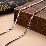 Collar de Plata auténtica 925 para Hombre, Cadena Italiana de Palomitas de maíz de 3mm de Ancho, 20-26 Pulgadas