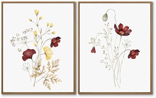 Aquarelles botaniques murales de plantes florales colorées en duo de posters 20x30 cm