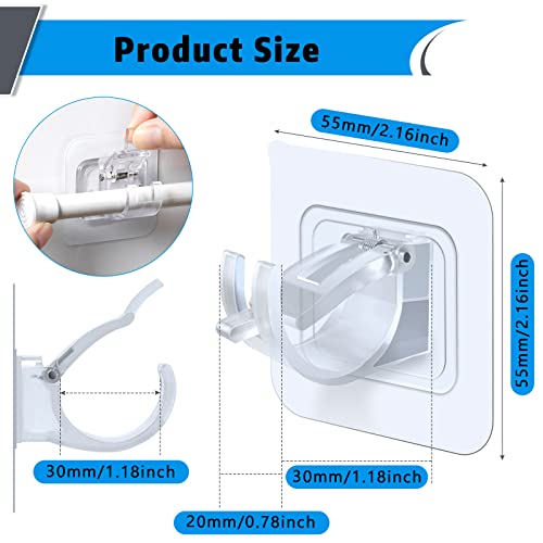 4 Pezzi Supporti Adesivi per Asta da Tenda