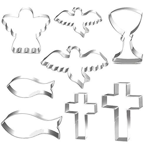 Edelstahl Ausstecher Ausstechformen Set, 8tlg. Christen Fisch Kreuz Taube...