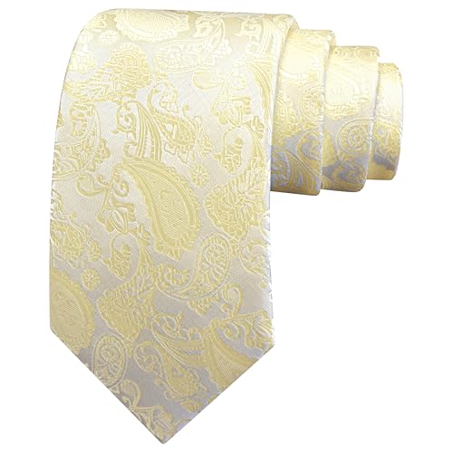Image of GUSLESON 3.15 inch(8cm) Fashion Paisley Ties Mens Woven Jacquard Necktie for Wedding