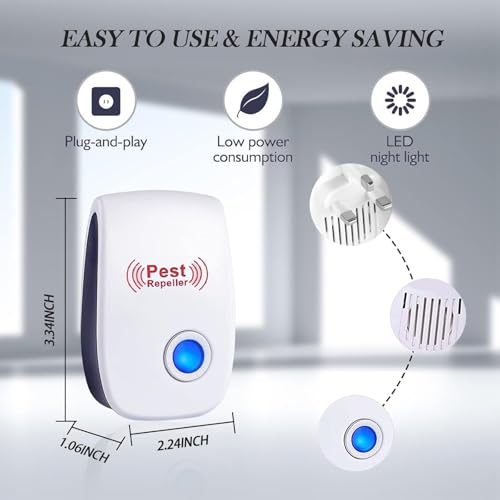 Ultrasonic Pest Repeller, 6 Pack Electronic Plug In Mice Repellent And Rat Repellent, Ultrasonic Insect Repellent Indoor Pest Control For Insect, Mosquitos, Flies, Roaches, Rats, Spiders, Flea - 3