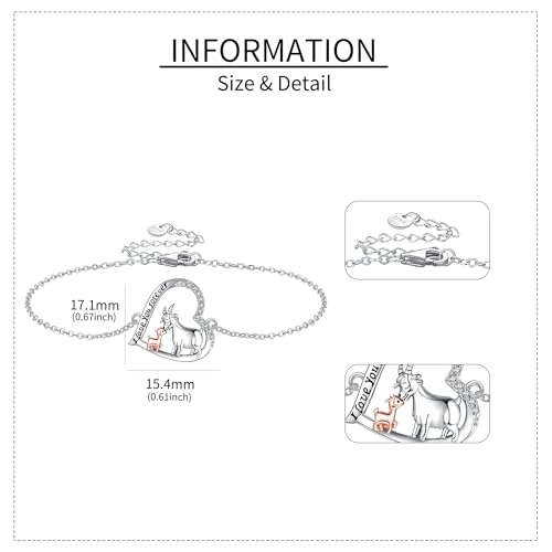JERWLI Ziegen Armband 925 Sterling Silber Herz Lamm Schaf Armbänder Ziegen Schmuck Geschenke für Damen Frauen Mädchen Ziegen Liebhaber Tochter Mutter