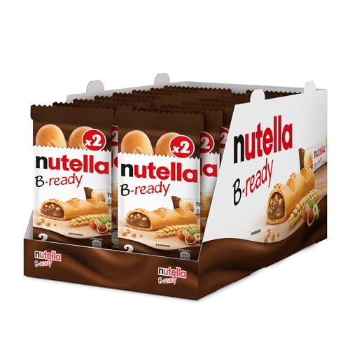 Nutella B-Ready, 32 Snack Dolci, Croccante Cialda di Pane con un Cremoso Ripieno di Nutella, 16 Confezioni