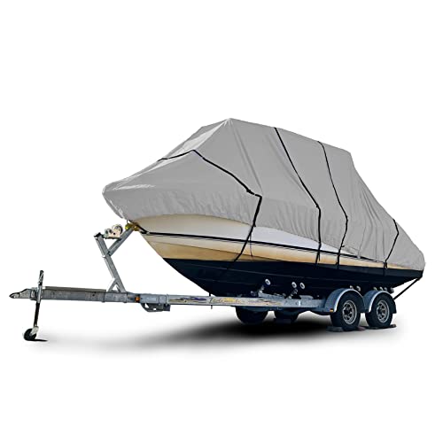Eliteshield Heavy Duty T Top Hard Top Boat Cover, Marine Grade Solution-Dyed Polyester, UV Treated, Water Resistant, Fade Resistant, Tear Resistant Gray Color 29 ft - 30 ft Long, 120