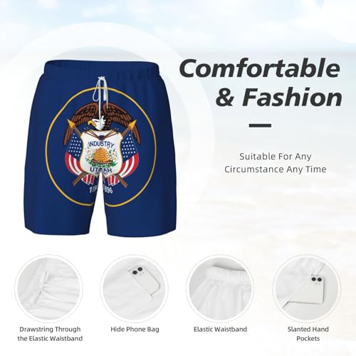 Pantalones cortos de natación para hombre con bandera de Utah y malla interior 5
