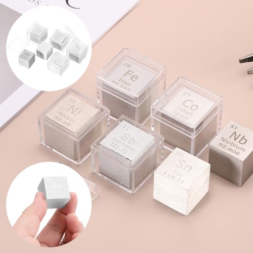 Image of uxcell 1 Inch Tin Cube High Density Metal Element Cube 2 Pcs | Chemical Elements Collection Science Education Experiment Application Silver