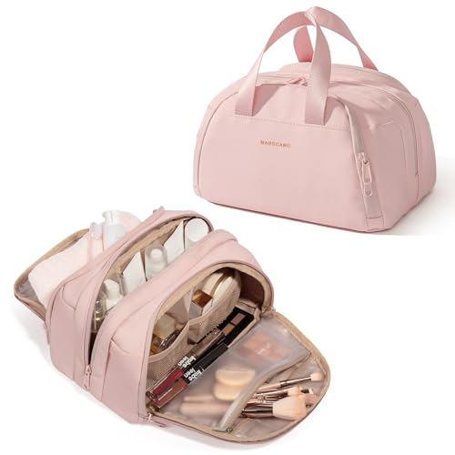 Travel-Toiletry-Bag-for-Women-Waterproof-Makeup-Cosmetic-Organizer-with-Leakproof-Pockets-for-Bathroom-or-Vanity-Use-Pink Travel Toiletry Bag for Women, Waterproof Makeup & Cosmetic Organizer with Leakproof Pockets for Bathroom or Vanity Use, Pink - Image 1