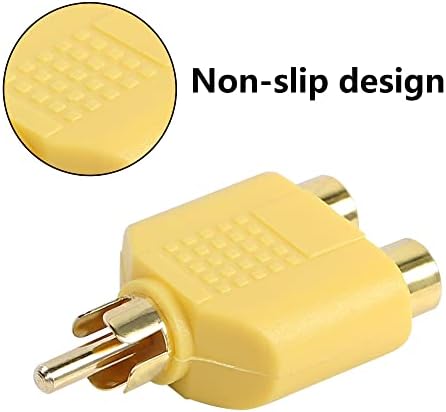 YACSEJAO RCA Y Splitter Adapter Gold Plated RCA 1 Male to 2 Female Y Splitter Connectors for Subwoofer, Car Radio, Amplifier, TV, Digital Audio Etc- 4-PackRed white black yellow