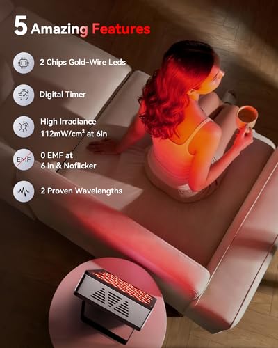 Image of FLIKEZE Red Light Therapy Panel for Full Body Face, Dual Chip 660nm 850nm | Near Infrared Light Therapy Device with 3 Modes Timer Stand, Light Therapy Lamp for Body, Home Office Gym, Basic 60 LEDs