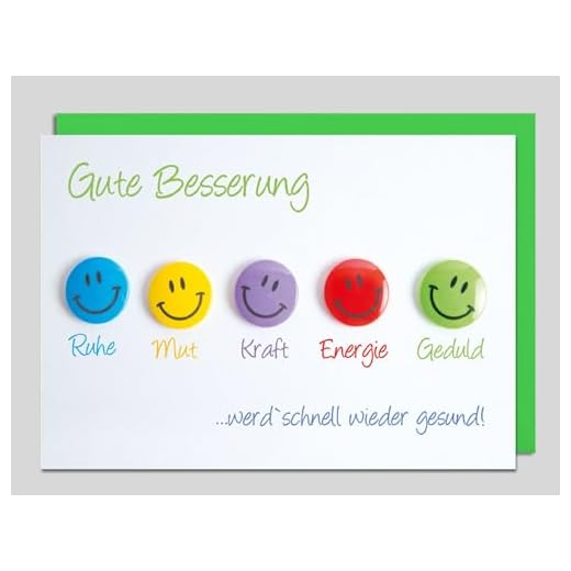 Michel Verlag Grußkarte GUTE BESSERUNG Genesung mit positiven Wünschen, Energie Geduld Kraft - für Freunde, Kollegen. Klappkarte zur Aufmunterung, inkl. passendem Umschlag, 12x17cm. Made in Germany!