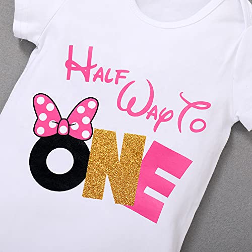 Baby Girls 1st Birthday Outfit Polka Dots ONE Romper Tutu Skirt Mouse Ears Headband Cake Smash Costume for Photo Shoot3