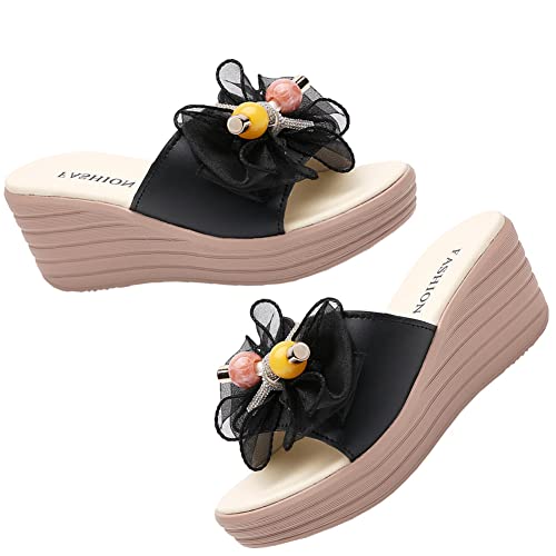 GEXECEUSS Women Arch Support Wedge Sandals - Open Toe Platform Sandals Non Slip for Walking - Slip on Summer Shoes
