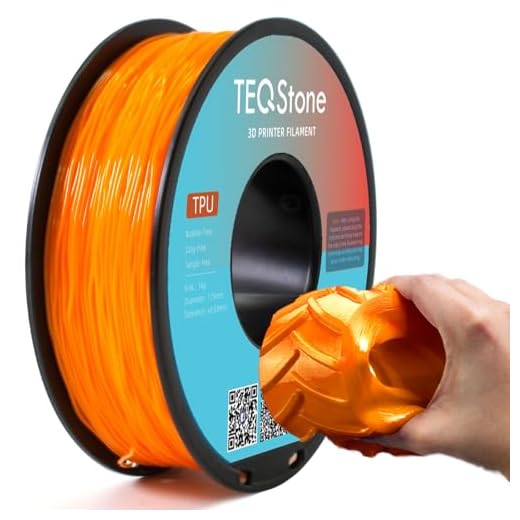TEQStone TPU Filament 1.75mm New Orange 1Kg Spool 95A Flexible Soft 3D Printer Filament Consistent Diameter +/-0.03mm in Vacuum Package