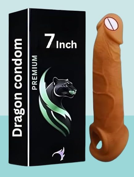 Dragon Condom Penis Sleeve Extender, 7 Inch, Brown | Realistic Design, Reusable Sleeve, Soft Material, Male Enhancement, Adult Toy-picture-13