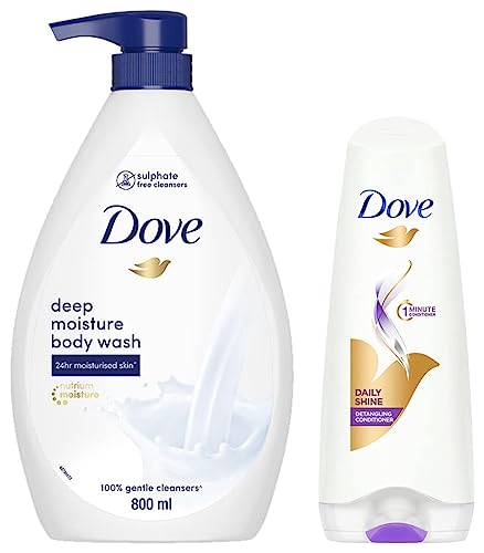 Image of Dove Deeply Nourishing Body Wash, 800ml & Daily Shine Conditioner, 180ml