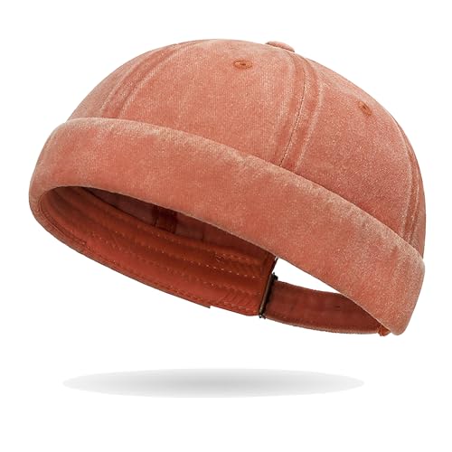 Image of Classic Vintage Style Solid Color Sailor brimless Skull hat Casual Washed Cotton Rolled Cuff Harbour Hat