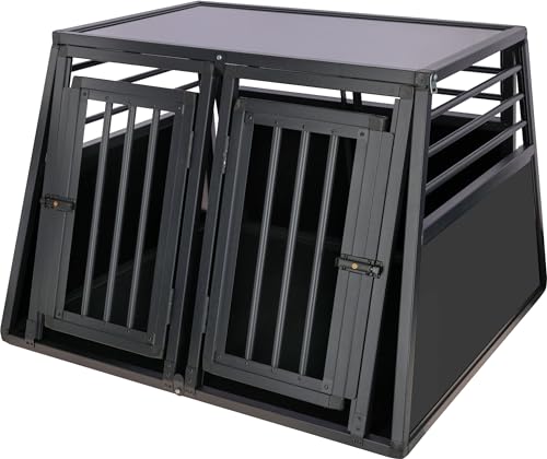 Kerbl Pet Alu-Transportbox Vacation, zweitürig, Hundebox, Tierbox, Graphit, 92x97x68cm, Aluminium, Hunde, mit Anti-Rutsch-Teppich, einfache Reinigung
