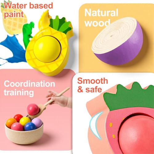 Seagoal Montessori Spielzeug ab 2 Jahr, Ostern Geschenke Kinder, Baby Motorikspielzeug Obst Holzspielzeug, Kinder Lernspielzeug Geschenk für Baby Mädchen Jungen 2 3 4 Jahre