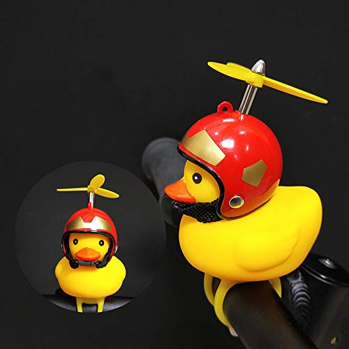 Kids Bike Horn Cute Bicycle Lights Bell Squeeze Horns for Toddler Children Adults Cycling Light Rubber Duck Helmet Toys (red Iron Men Propeller)