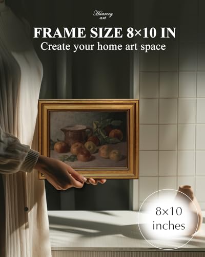 Image of HUARCEY Gold Framed Vintage Wall Art for Living Room Harvest Apples Still Life Oil Painting Artwork Shelf Decor Abstract Picture Canvas Print Farmhouse Fruit Wall Decor Bedroom Kitchen Bathroom 8 inchx10 inch