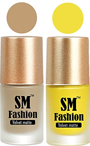 Image of Nail Polishes, Nude-Yellow Velvet Matte Nail Paint Combo Set of 2 Pcs 7ml each