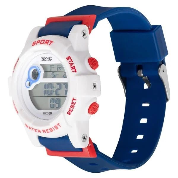 Image of Zoop Digital Watch with White Case, Digital Dial & Blue Strap for Boys Kids, from House of Titan - 16050PP01W