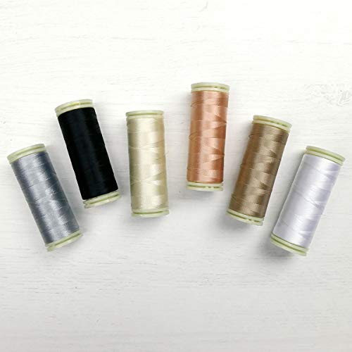 Sue Daley Designs SPB-NEUTRALS Wonderfil Sue Daley Designs Neutrals Specialty Threads, 6 X 273Yd Spools 2-Ply 80Wt Cottonized Soft Polyester Silk-Like Thread Fine Sewing English Paper Piecing Epp Applique Sewing Decobob thumb #1