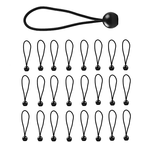 25 Pack 6 Inch Ball Bungee Cords, Heavy Duty Outdoor Natural Latex Tarp Straps with Balls, Tie-Down Bungee Ball Cord to Secure Tarp,Goal Net,Extension Cords,Projector Screen,Boat Canopy, Hoses,Tents
