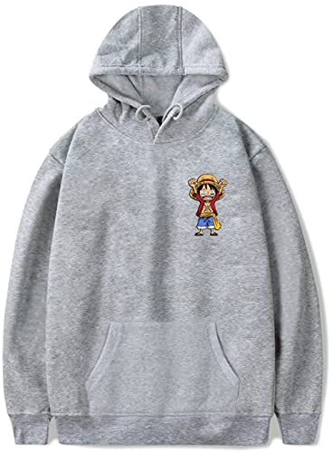 YIMIAO Hombre One Piece Anime Sudadera con Capucha Mujere Hoodie Ropa Deportiva Pullover Hoodie Ace Luffy(L)