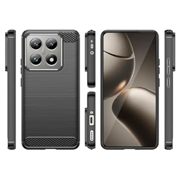 HTXWXJC Capa de celular para Xiaomi 14T, capa para Xiaomi 14T Pro, fina, de fibra de carbono, capa protetora de borracha TPU, antiarranhões, à prova de choque, para Xiaomi 14T Pro, preta