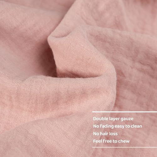 Image of 2 Pack Organic Cotton Muslin Bunny Lovey Blanket, Soft Baby Lovey Blanket | Breathable Security Blanket for Newborns, Baby Gift for Boys & Girls, Pink & Green