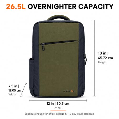 Image of CARAMBA CARRYMATE 26.5L Overnighter Laptop Backpack | Water Resistant Travel Bag with 15.6 inch Padded Laptop Sleeve, Trolley Strap & Dual Compartments for Office, Business, College Men & Women