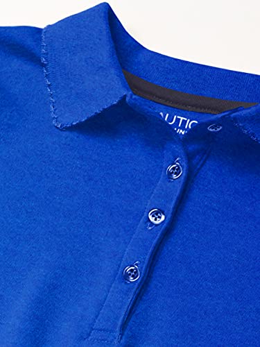 Image of Nautica Girls' School Uniform Short Sleeve Polo Shirt, Button Closure, Soft Pique Fabric