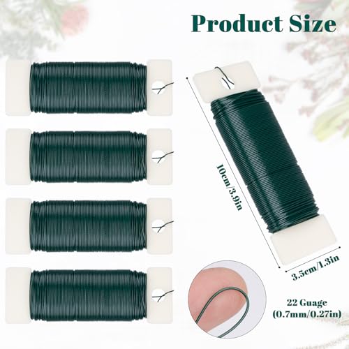 aisoso 4 pack floral wire 131 yards paddle wire 22 gauge florist wire green for wreath wire making craft floral flower arrangements and diy crafts garland