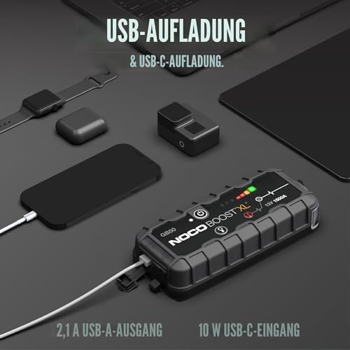 NOCO Boost GB50: 1500A UltraSafe Starthilfe Powerbank – 12V Lithium-Starthilfegerät & Starterkabel – Tragbarer Booster für Benziner bis 7,0L & Diesel bis 4,5L