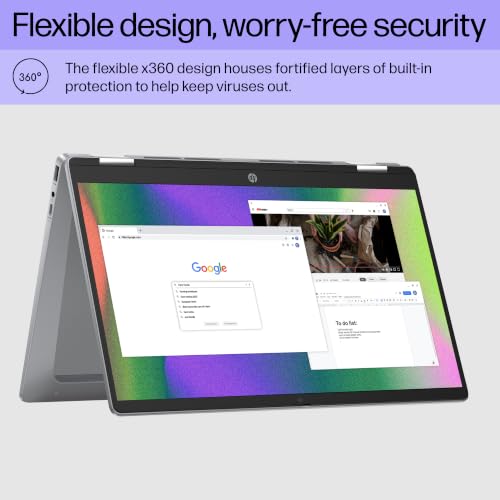 Image of HP Chromebook x360 14b 2 in 1 Touchscreen Laptop (14 inch FHD IPS, Intel Core i3-N305, 8GB DDR5 RAM, 128GB UFS Storage) Students, Home,1080p Webcam, Backlit, Fast Charge, Light Weight, Wi-Fi, Chrome OS