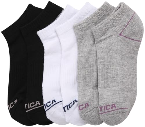 Image of Nautica Womens No Show Socks Moisture Wicking Athletic Low Cut Socks 6 Pack | Moisture Wicking Dri-Motion Fabric, Cushioned Key Areas, Banded Arch Support, No Show Low Cut, Shoe Size 4-10