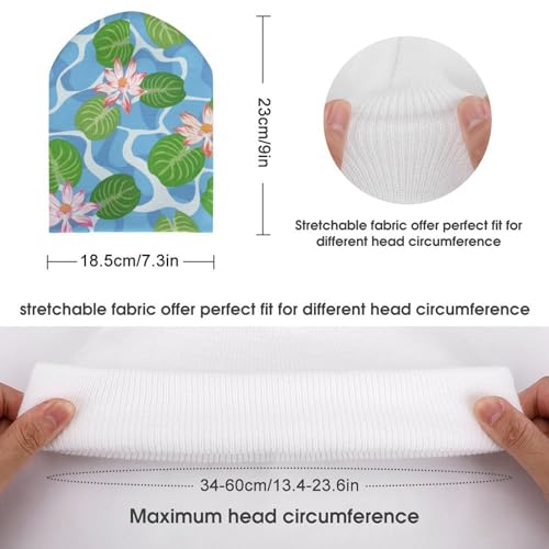 Lotus Flower Pattern Kids Beanie Hat for for Girls Boys Children Cap Winter Knitted Chemo Cancer Headwear Accessories Gifts Decoration Black2