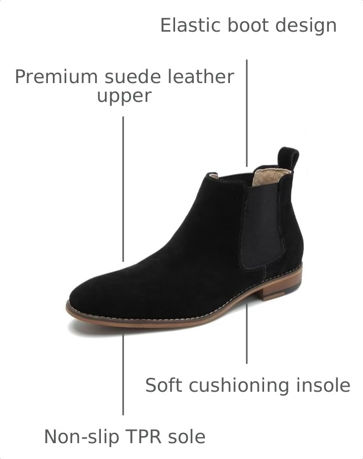 Image of Cestfini Chelsea Boots Men Classic Elastic Dress Boots Casual Men's Chelsea Ankle Boots