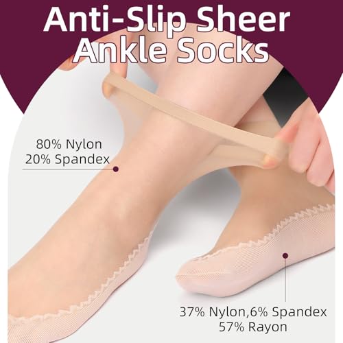 WiliW 12 Pairs Women's Ankle High Sheer Thin Socks Reinforced Bottom and Toe Nylon Socks4
